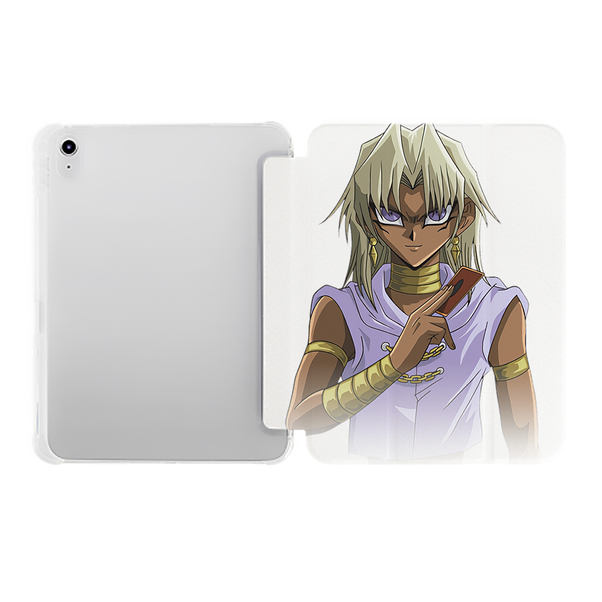 （画像用） 遊☆戯☆王 Yu-Gi-Oh! IPad ケース ペン収納付き 三つ折りスタンド PUレザー×シリコン 対応機種9.5/10.5/10.9インチ
